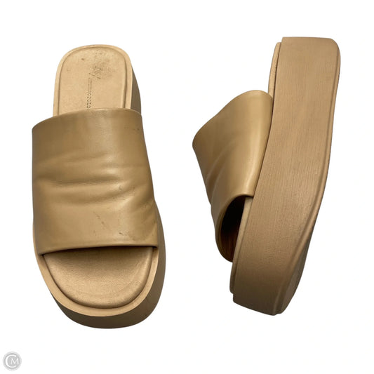 Sandals Heels Platform By Anthropologie In Tan, Size: 10.5