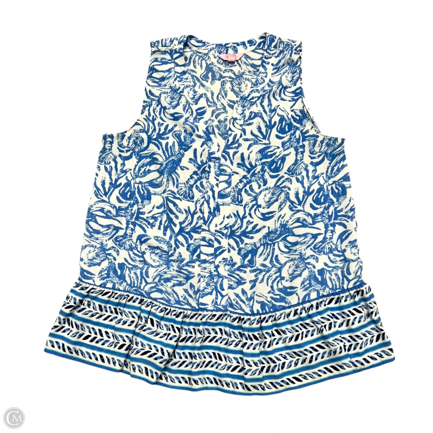 Top Sleeveless Designer By Lilly Pulitzer In Blue & White, Size: L