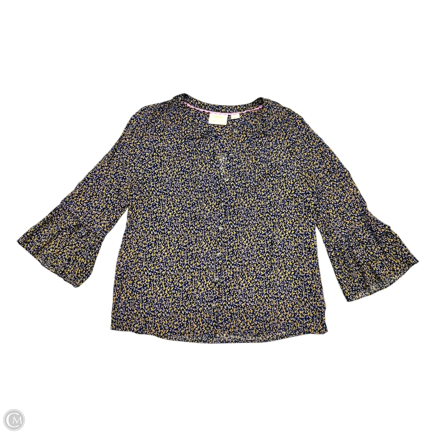 Top Long Sleeve By Maeve In Blue & Yellow, Size: M