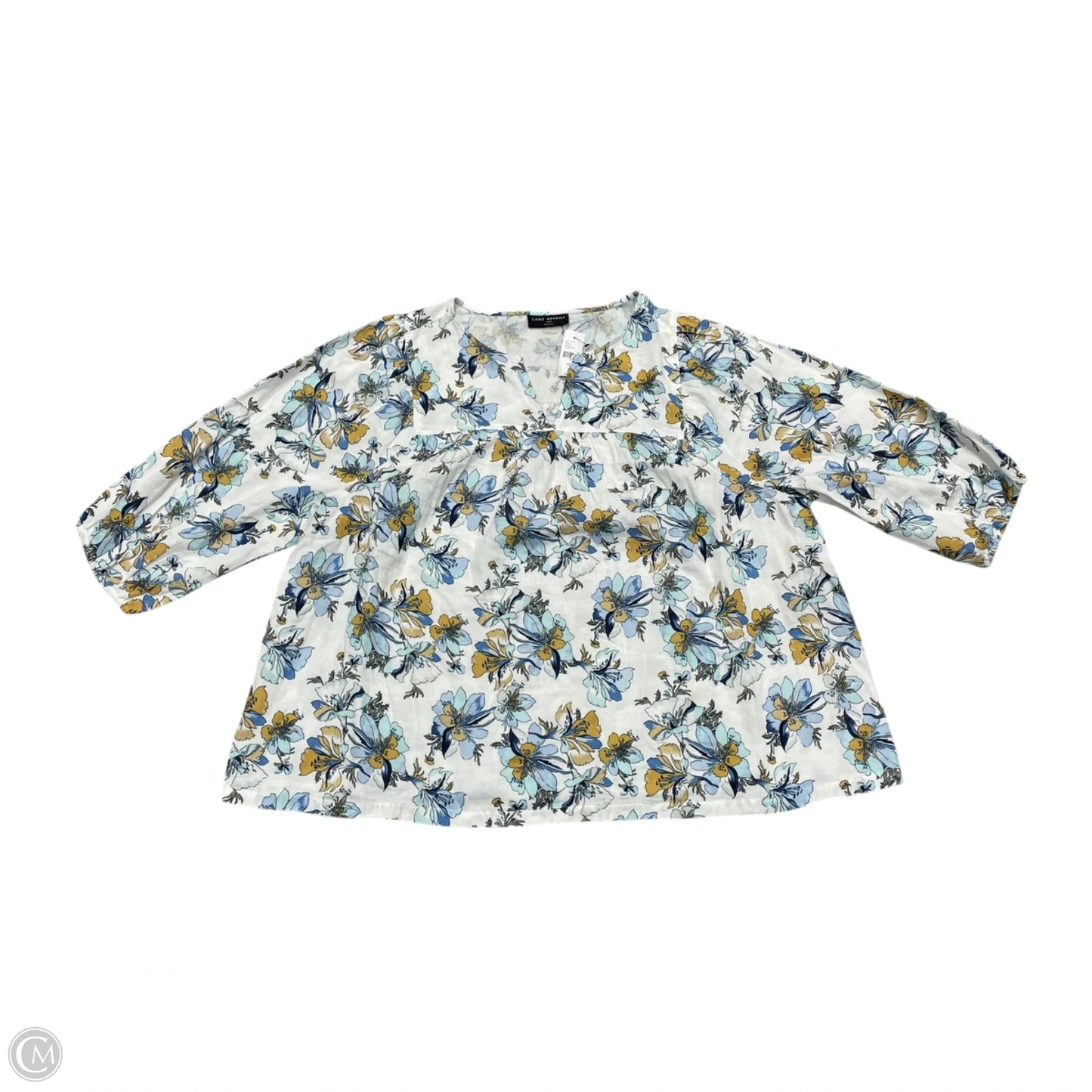 Top Long Sleeve By Lane Bryant In Blue & White, Size: 4x