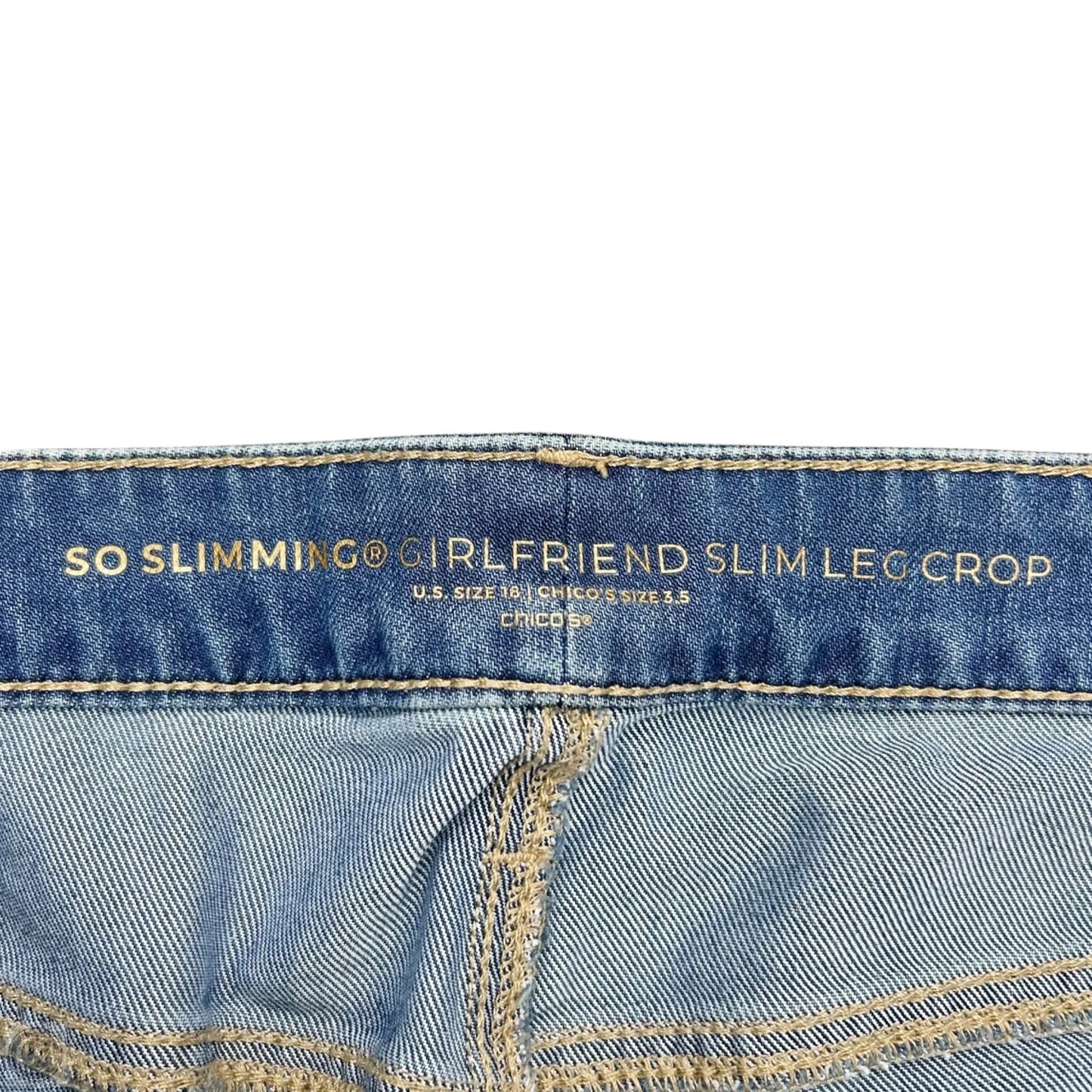 Jeans Cropped By Chicos In Blue Denim, Size: 18