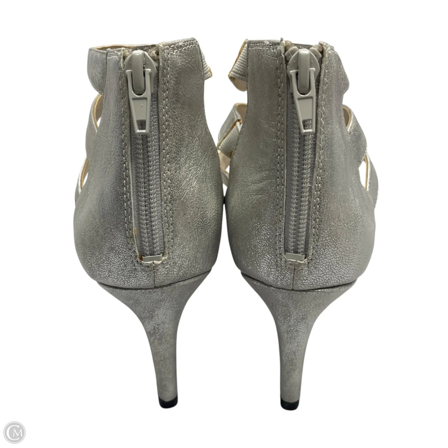 Sandals Heels Kitten By Life Stride In Silver, Size: 10