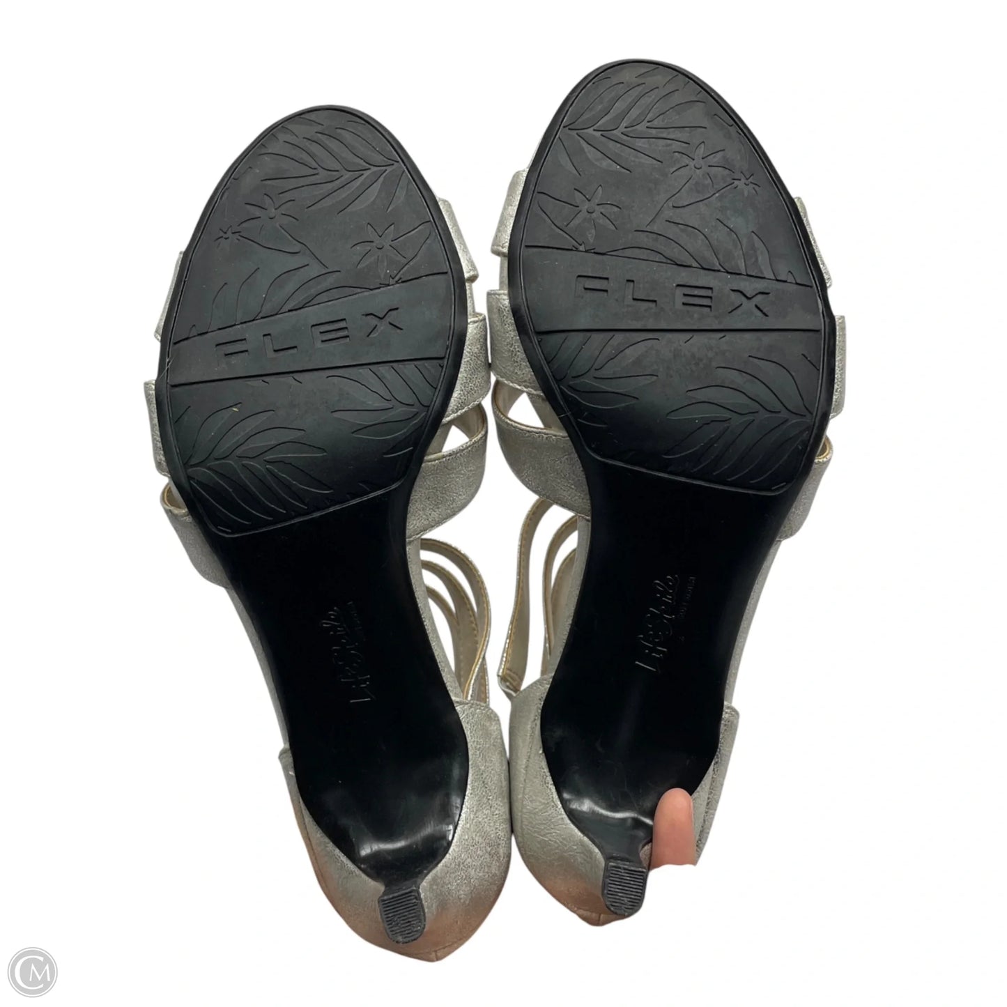 Sandals Heels Kitten By Life Stride In Silver, Size: 10