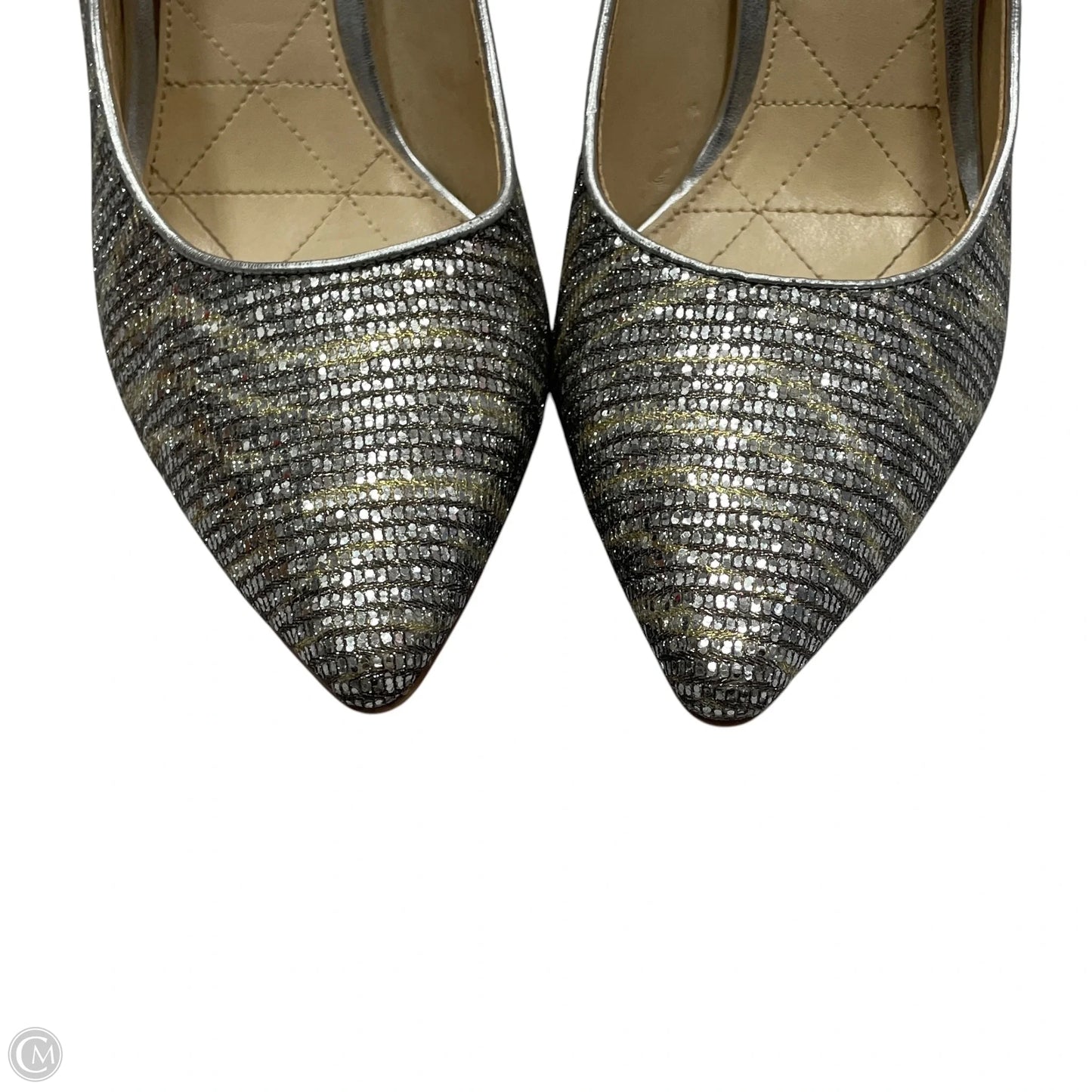 Shoes Heels Stiletto By Kelly And Katie In Gold & Silver, Size: 7.5