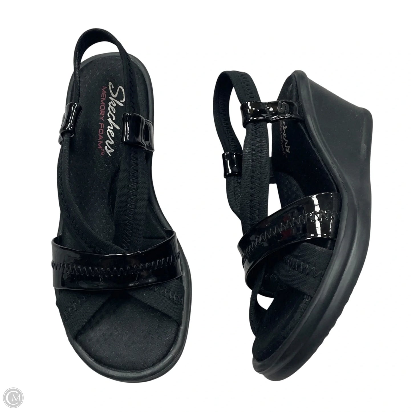 Sandals Heels Wedge By Skechers In Black, Size: 6