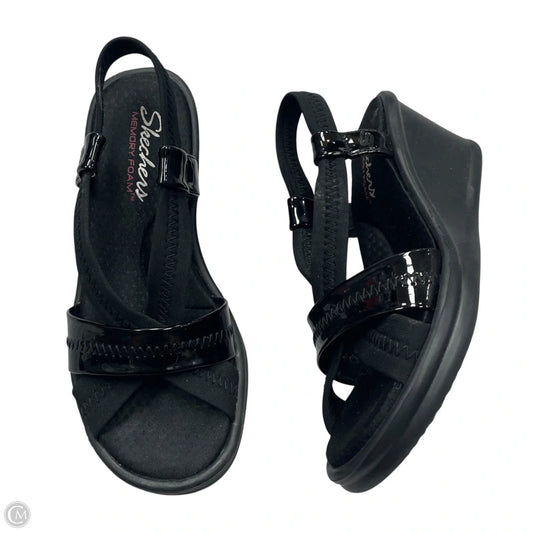 Sandals Heels Wedge By Skechers In Black, Size: 6