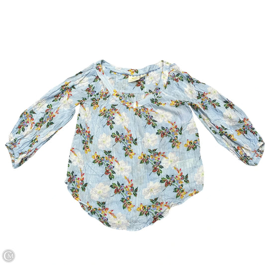 Top Long Sleeve By Maeve In Blue & Yellow, Size: S