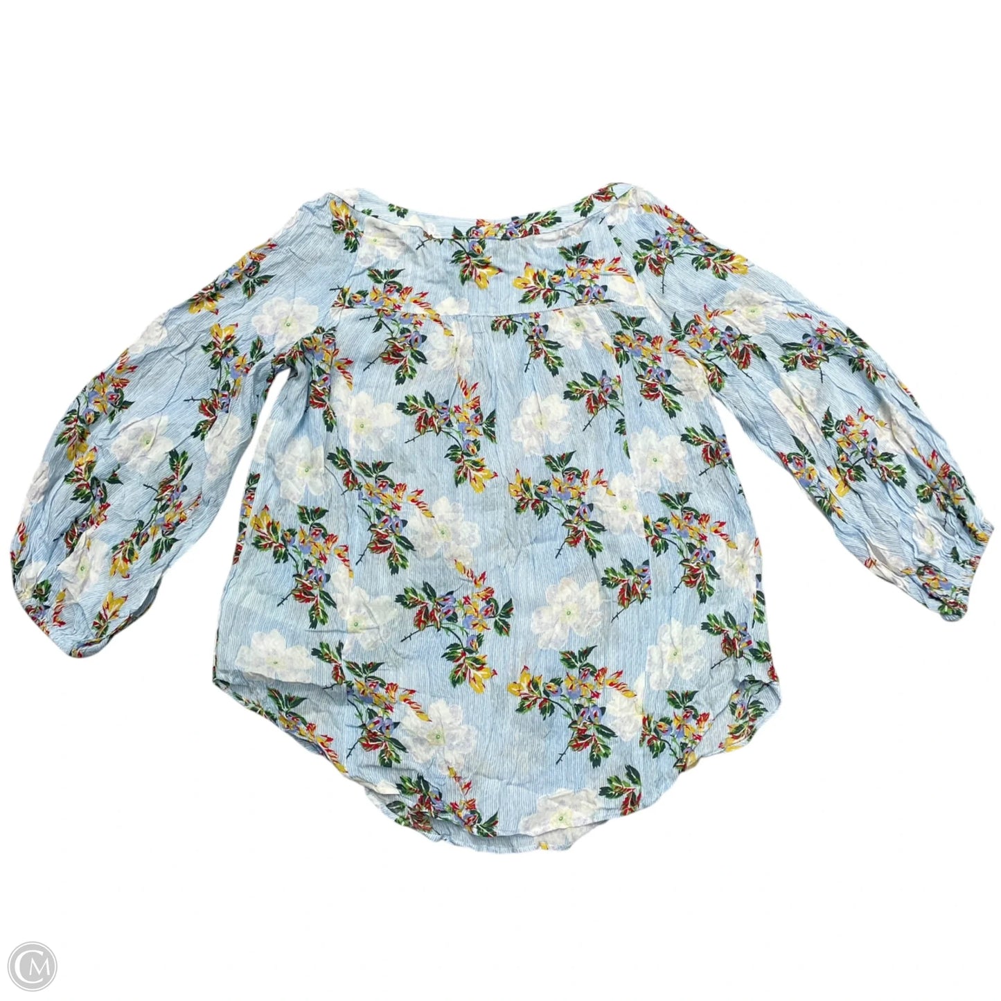 Top Long Sleeve By Maeve In Blue & Yellow, Size: S