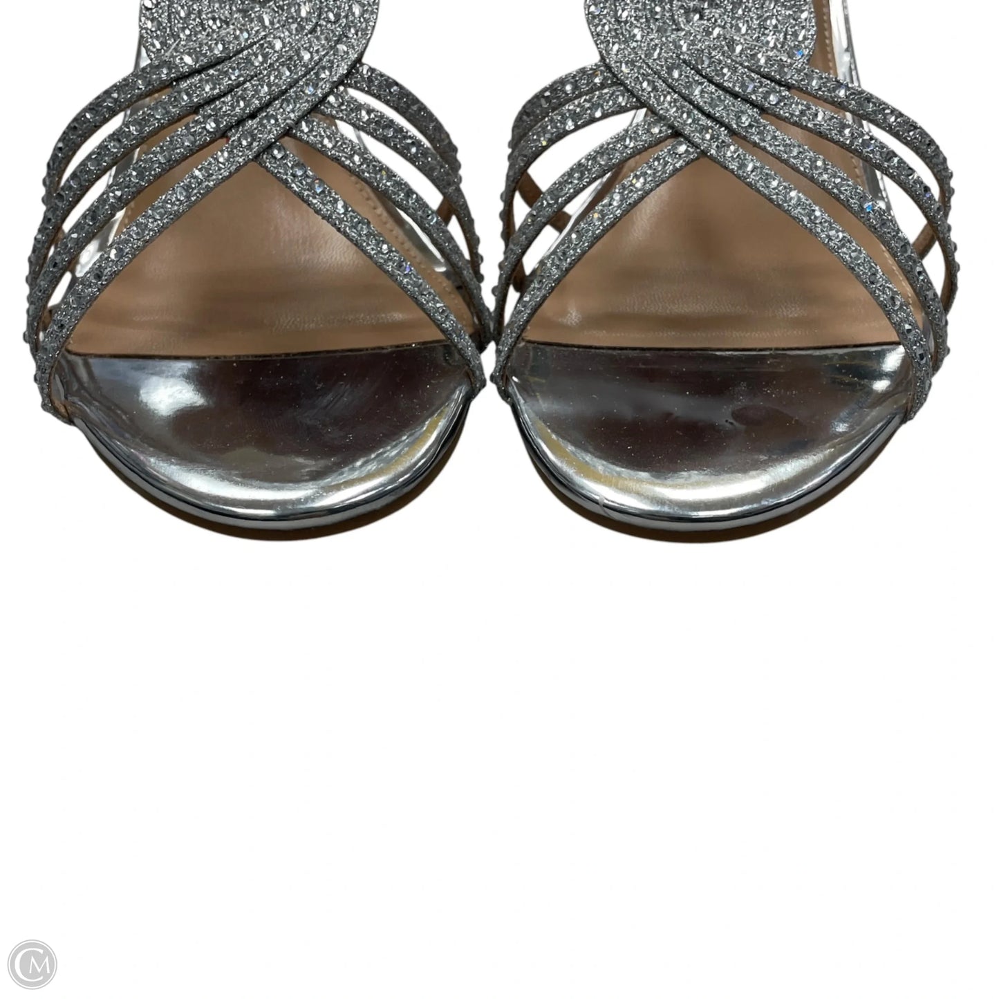 Sandals Heels Wedge By Pizz Annu In Silver, Size: 9