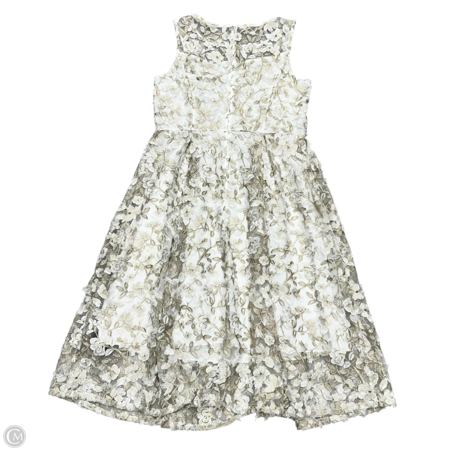 Dress Party Midi By Adrianna Papell In Gold & White, Size: 2x