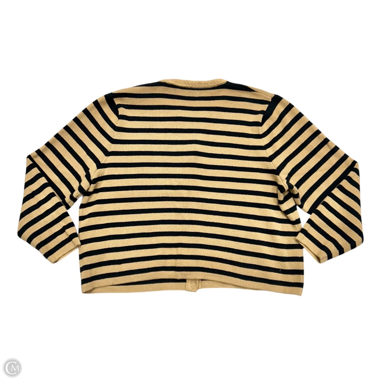 Sweater Cardigan By J. Crew In Black & Tan, Size: 2x