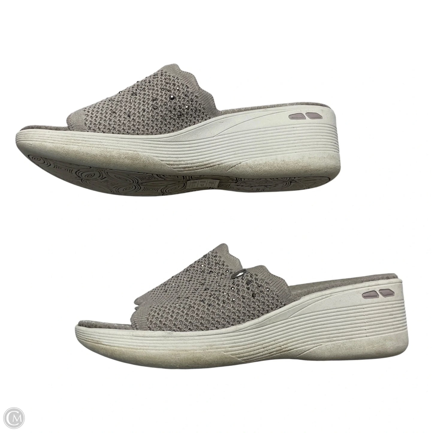 Sandals Heels Wedge By Skechers In Taupe, Size: 7