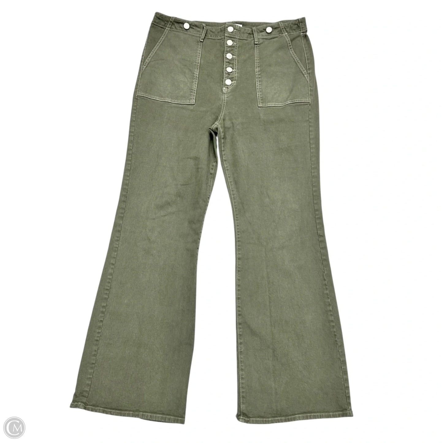Jeans Flared By Loft In Green Denim, Size: 14