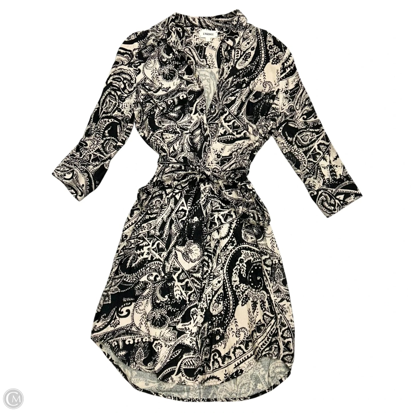 Dress Casual Midi By L Agence In Black & Tan, Size: Xs