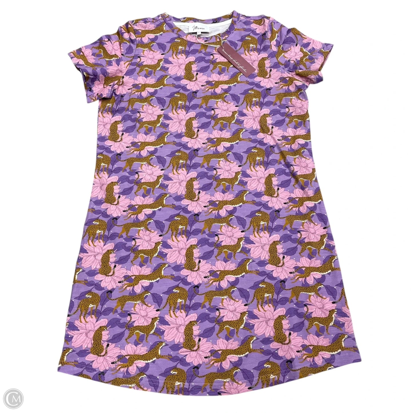 Dress Casual Short By J Flower In Purple & Tan, Size: M