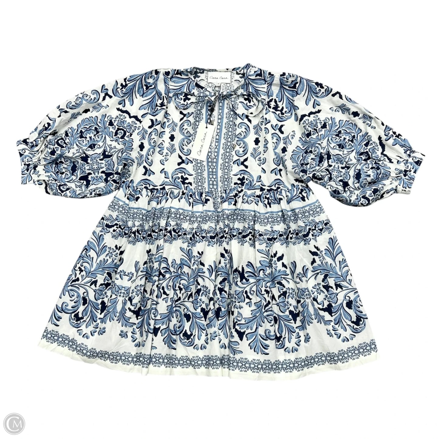 Dress Casual Short By Cara Cara In Blue & White, Size: S