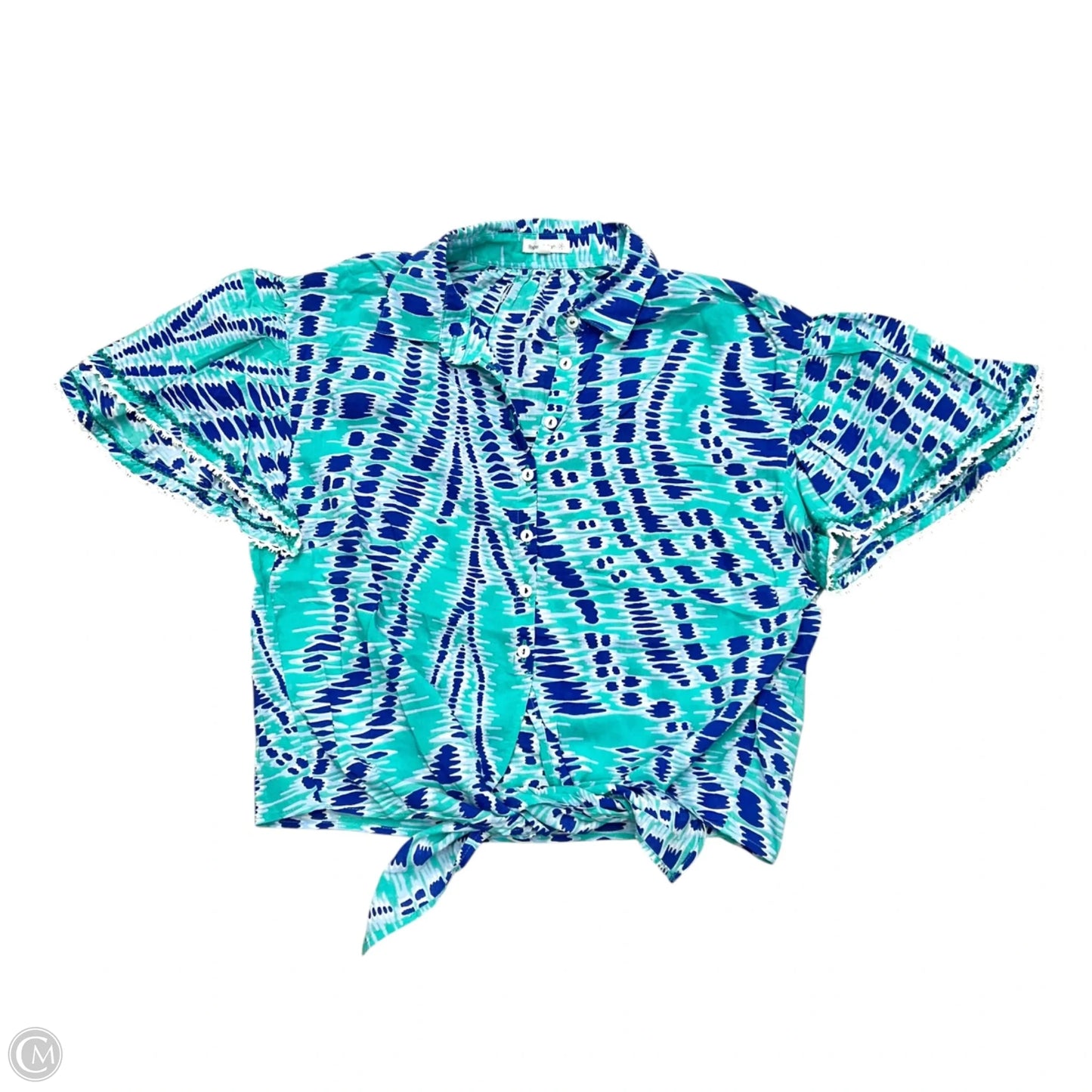 Top Short Sleeve By Poupette St Barth In Blue & Green, Size: M