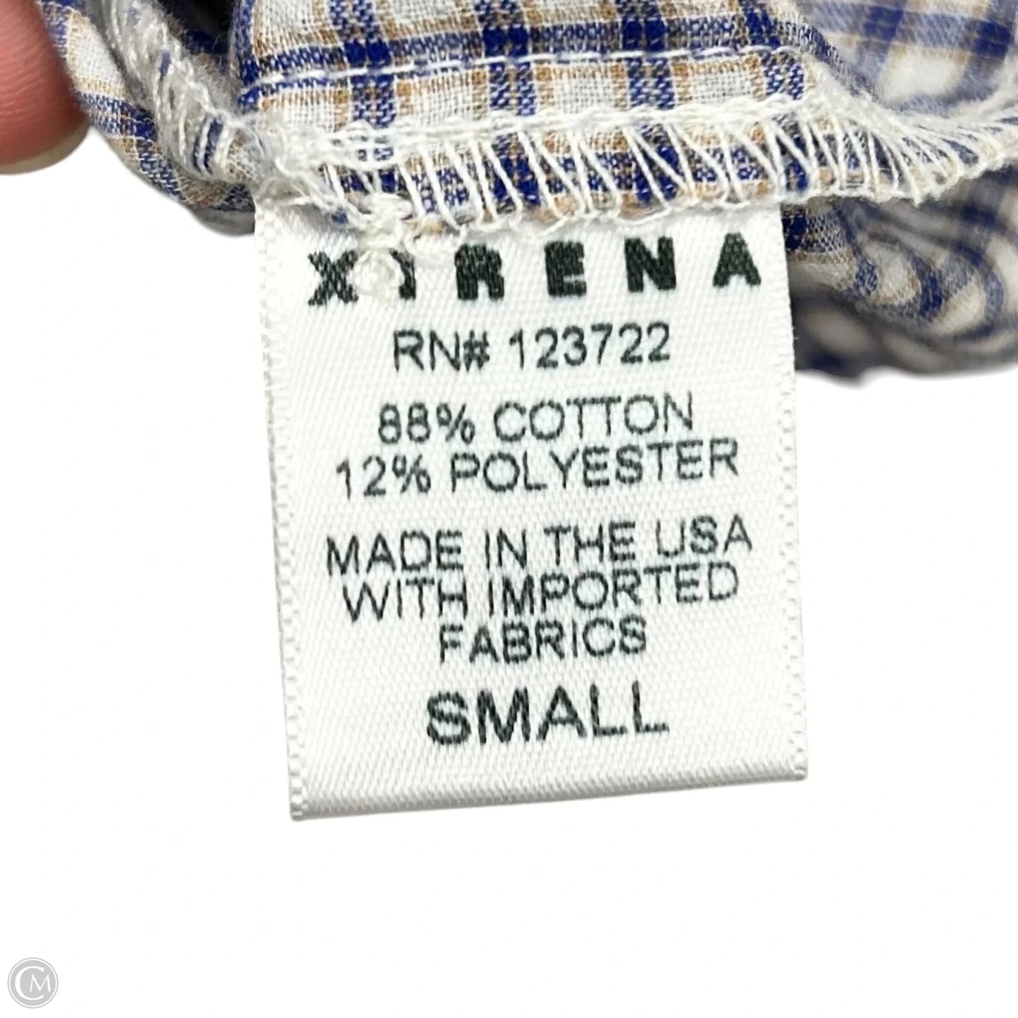 Top Short Sleeve By Xirena In Blue & White, Size: S