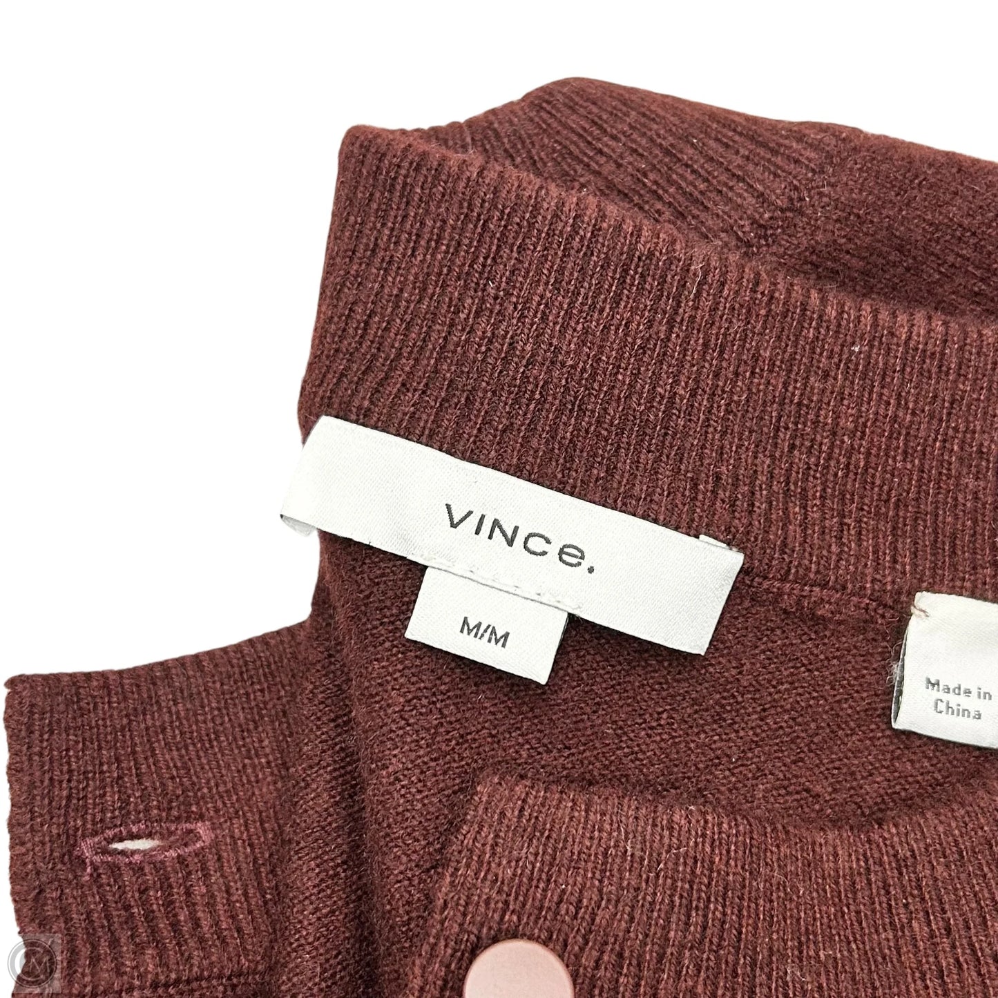 Sweater Cardigan Cashmere By Vince In Maroon, Size: M