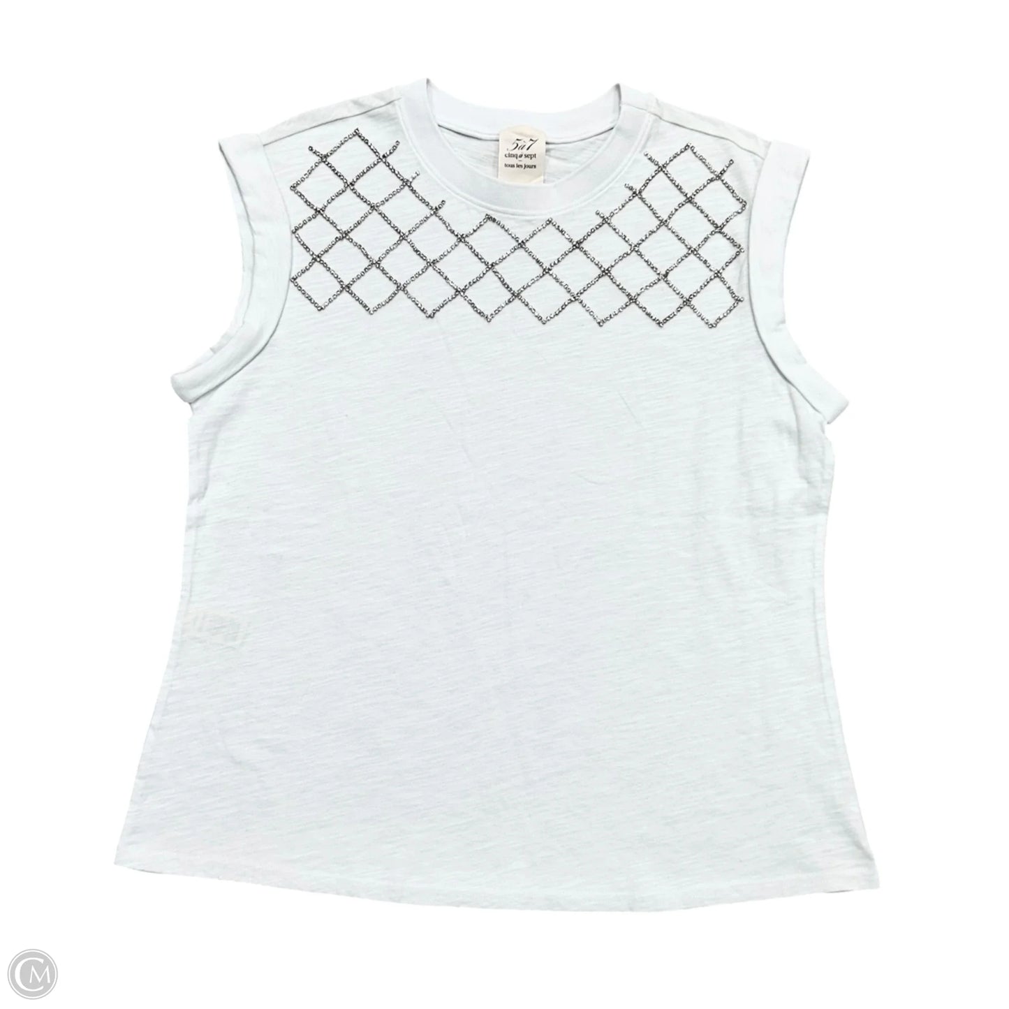 Top Short Sleeve By Cinc A Sept In Silver & White, Size: S