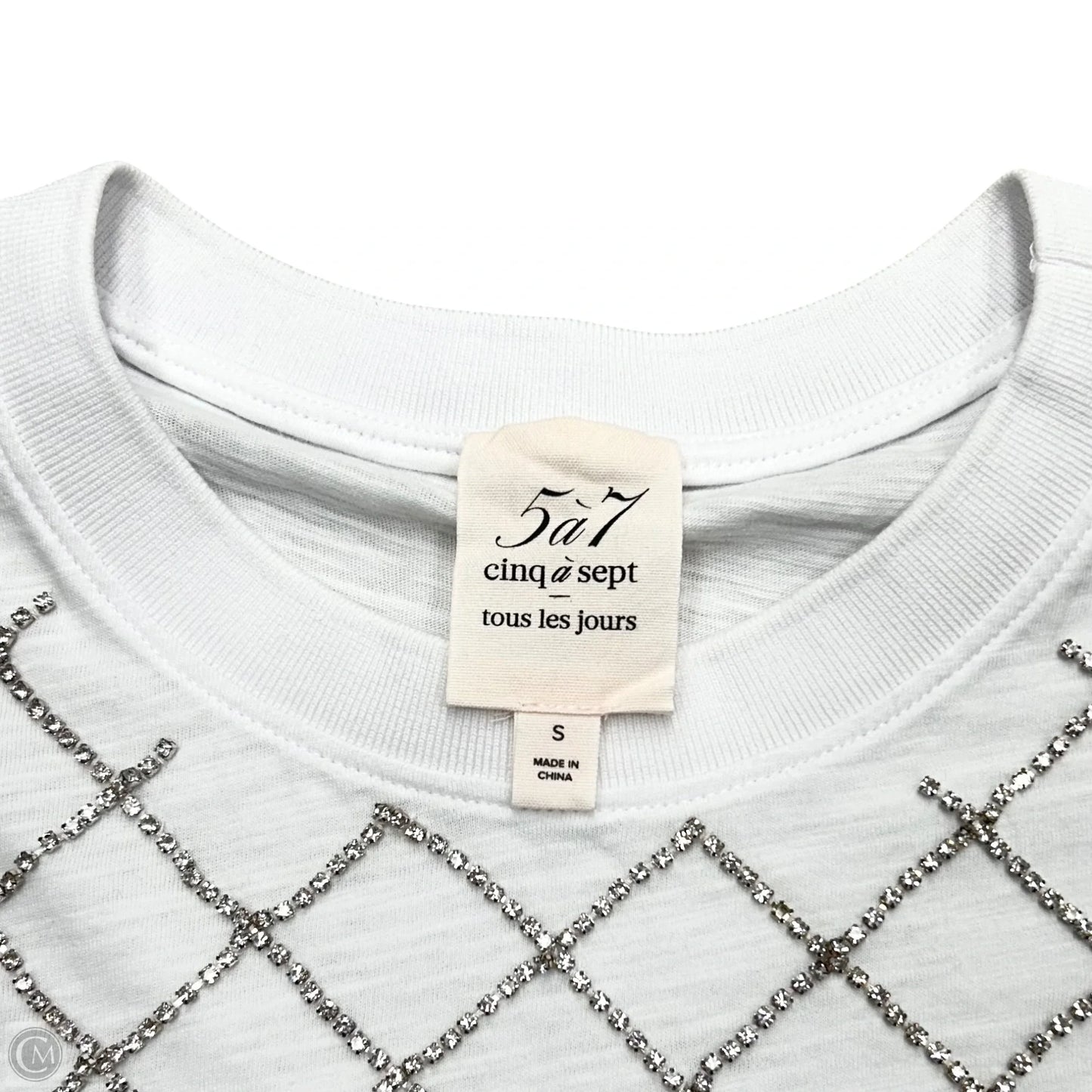 Top Short Sleeve By Cinc A Sept In Silver & White, Size: S