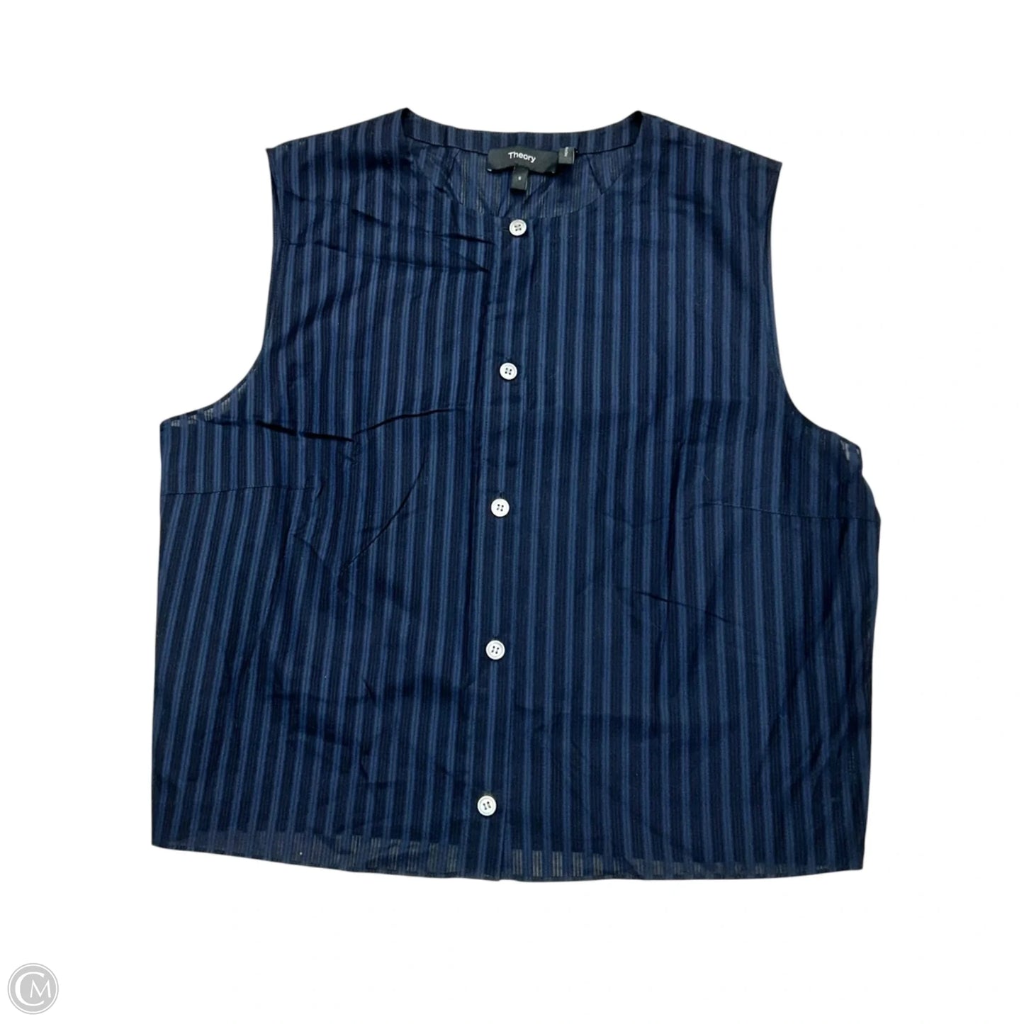 Top Sleeveless By Theory In Black & Blue, Size: S