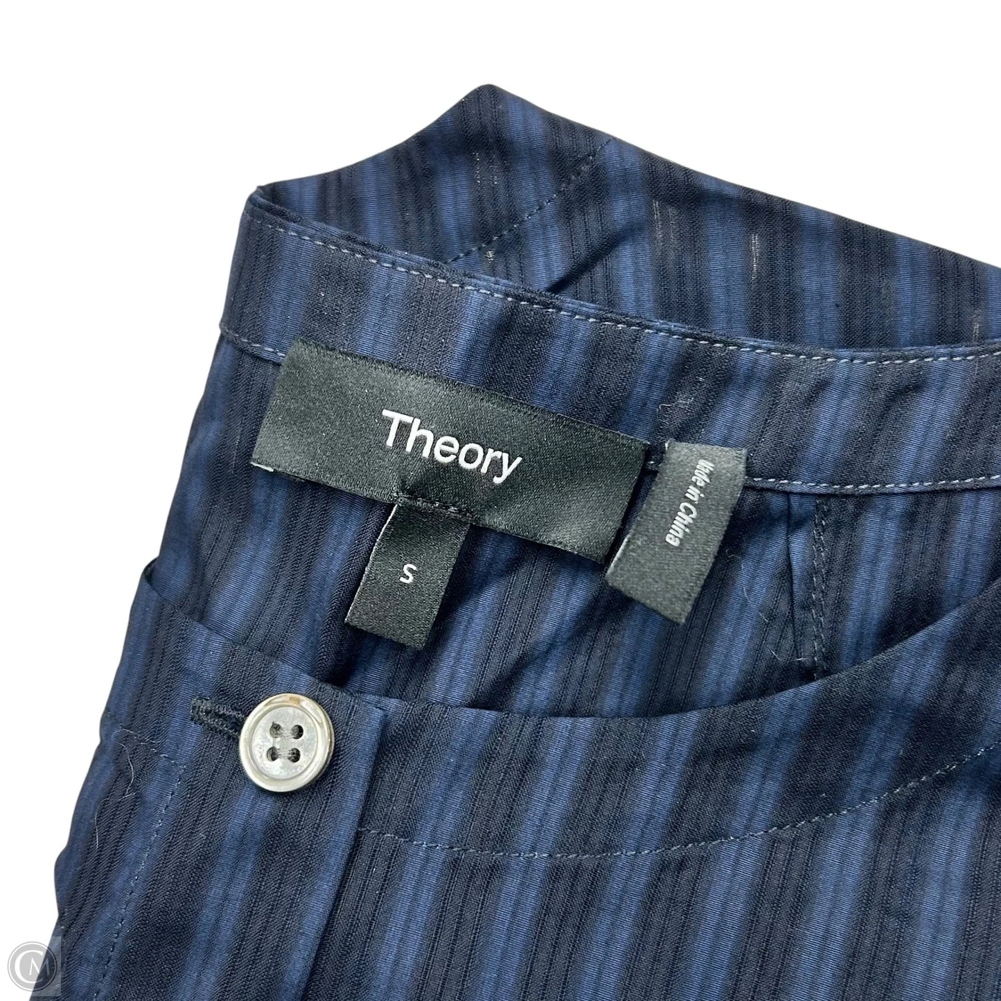 Top Sleeveless By Theory In Black & Blue, Size: S