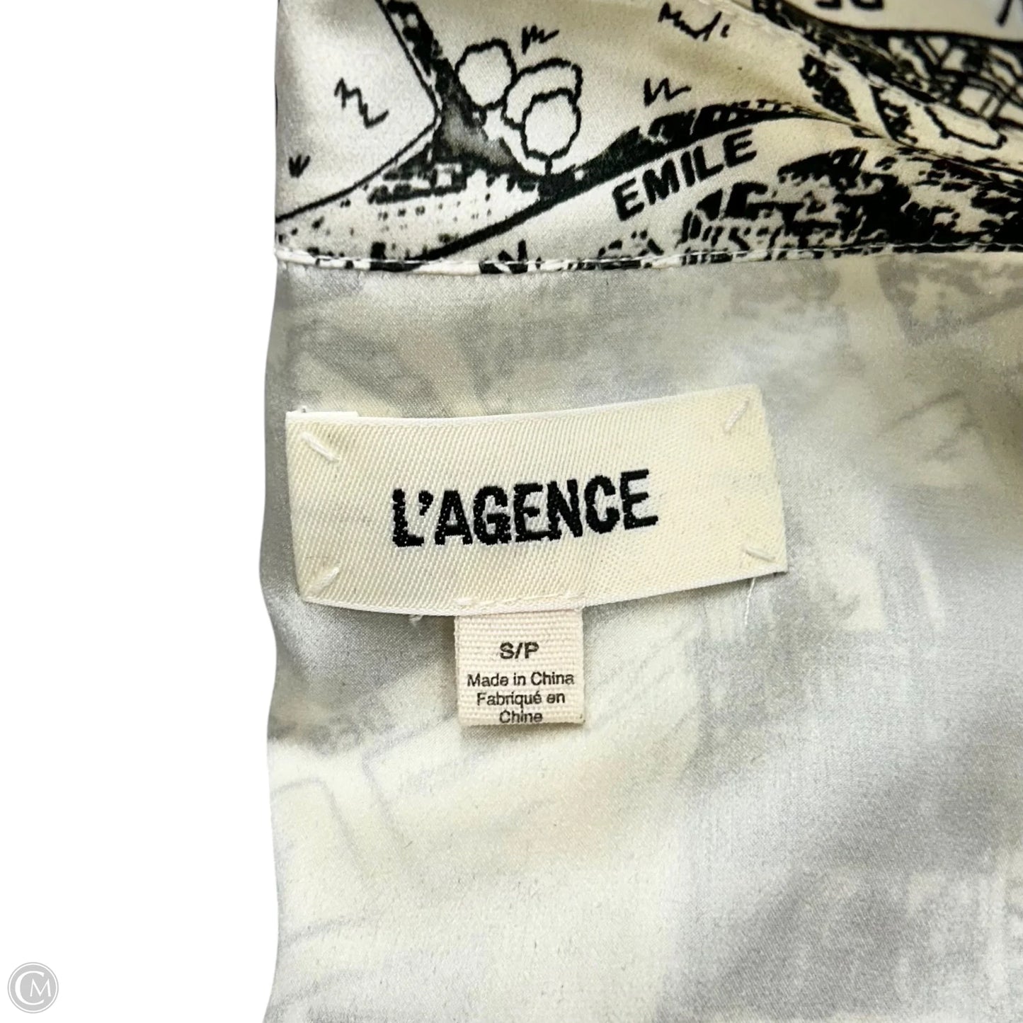 Top Long Sleeve By L Agence In Black & Ivory, Size: S