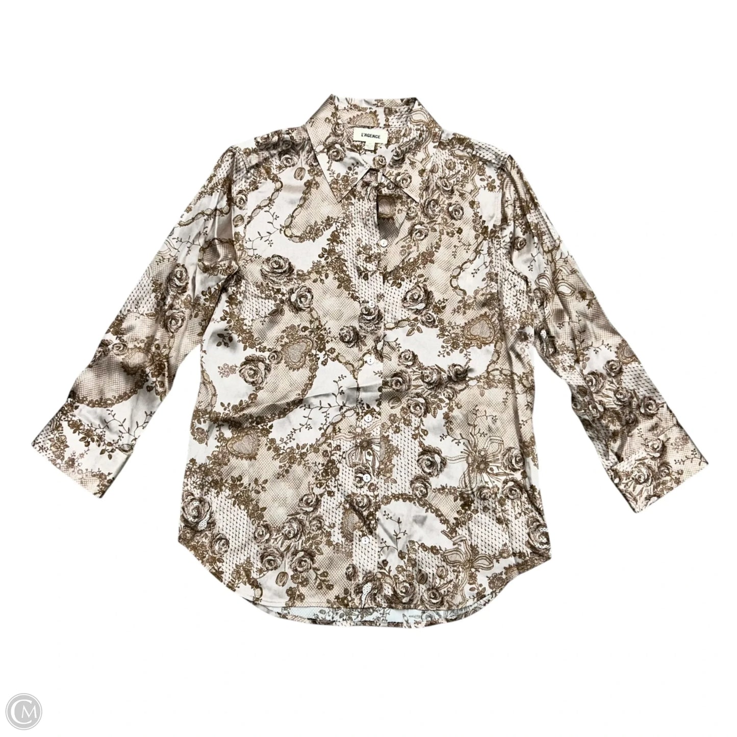 Top Long Sleeve By L Agence In Cream & Tan, Size: Xs