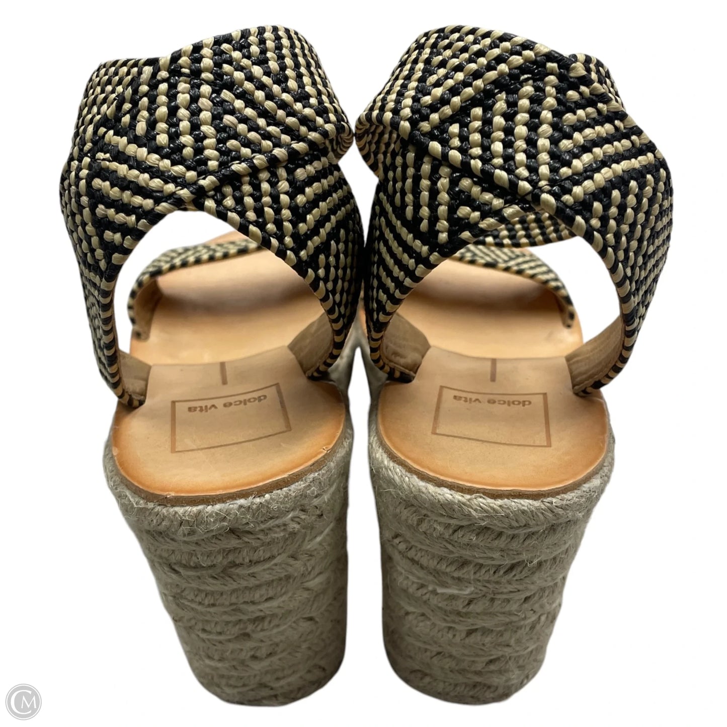 Sandals Heels Wedge By Dolce Vita In Black & Cream, Size: 8