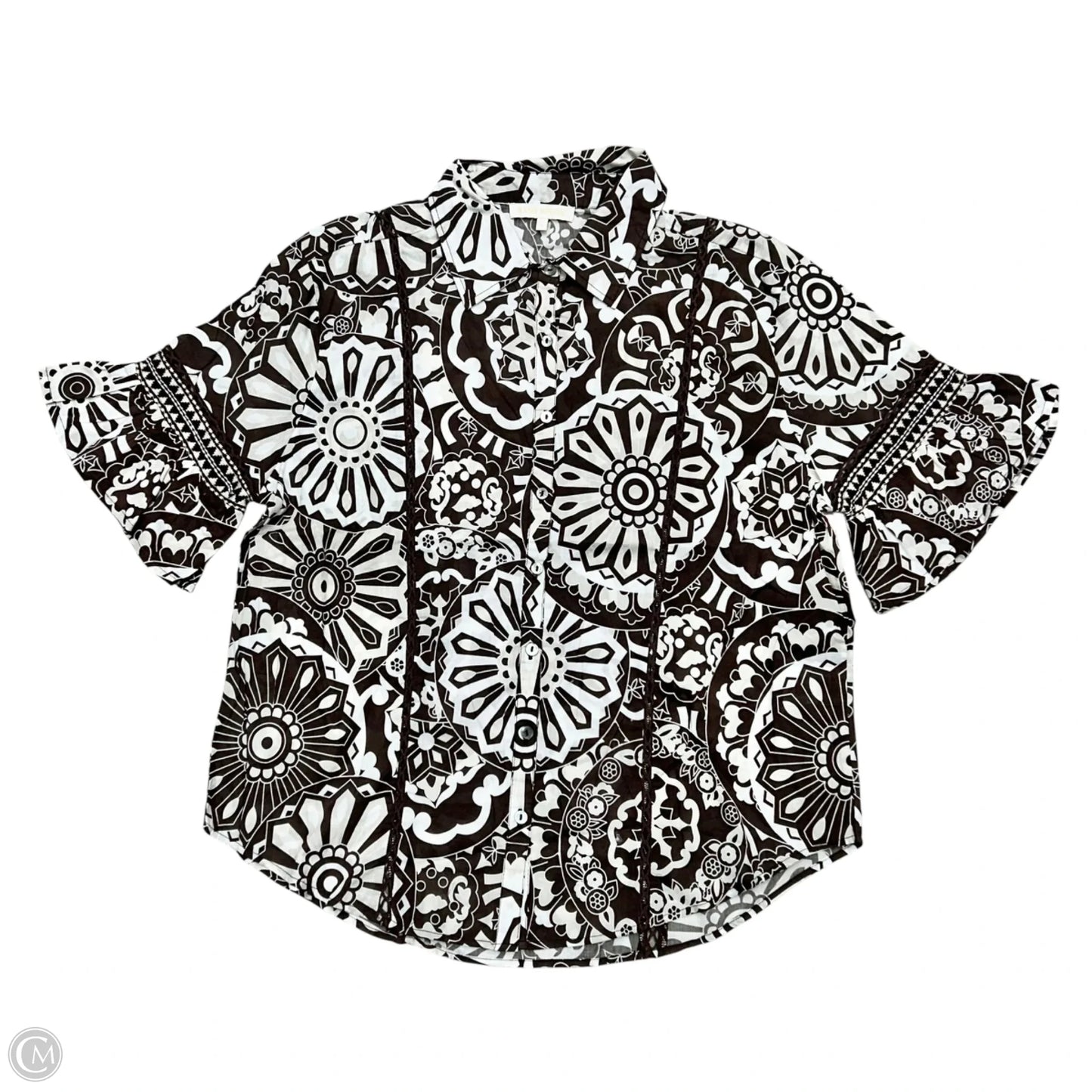 Top Short Sleeve By Ramy Brook In Brown & White, Size: S
