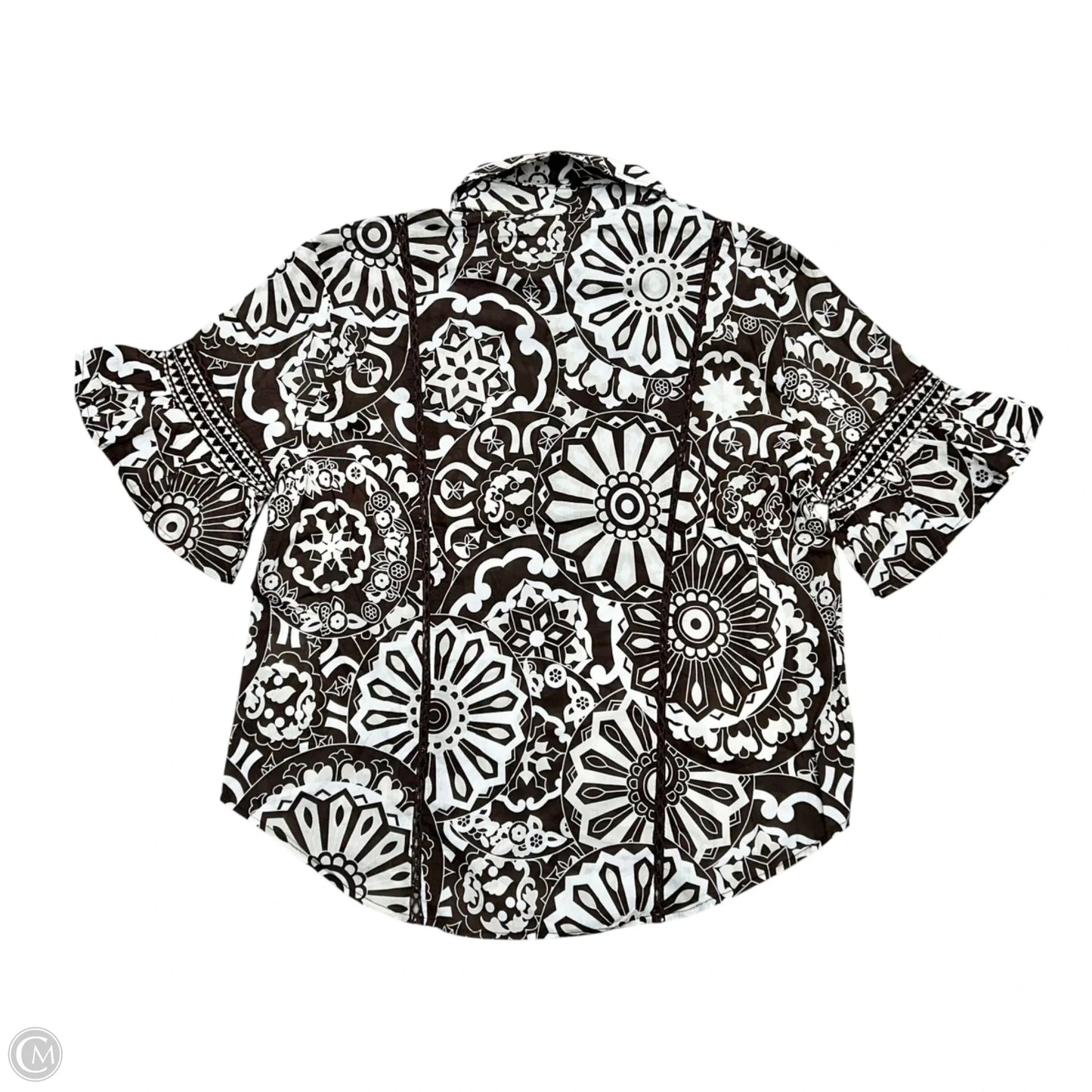 Top Short Sleeve By Ramy Brook In Brown & White, Size: S