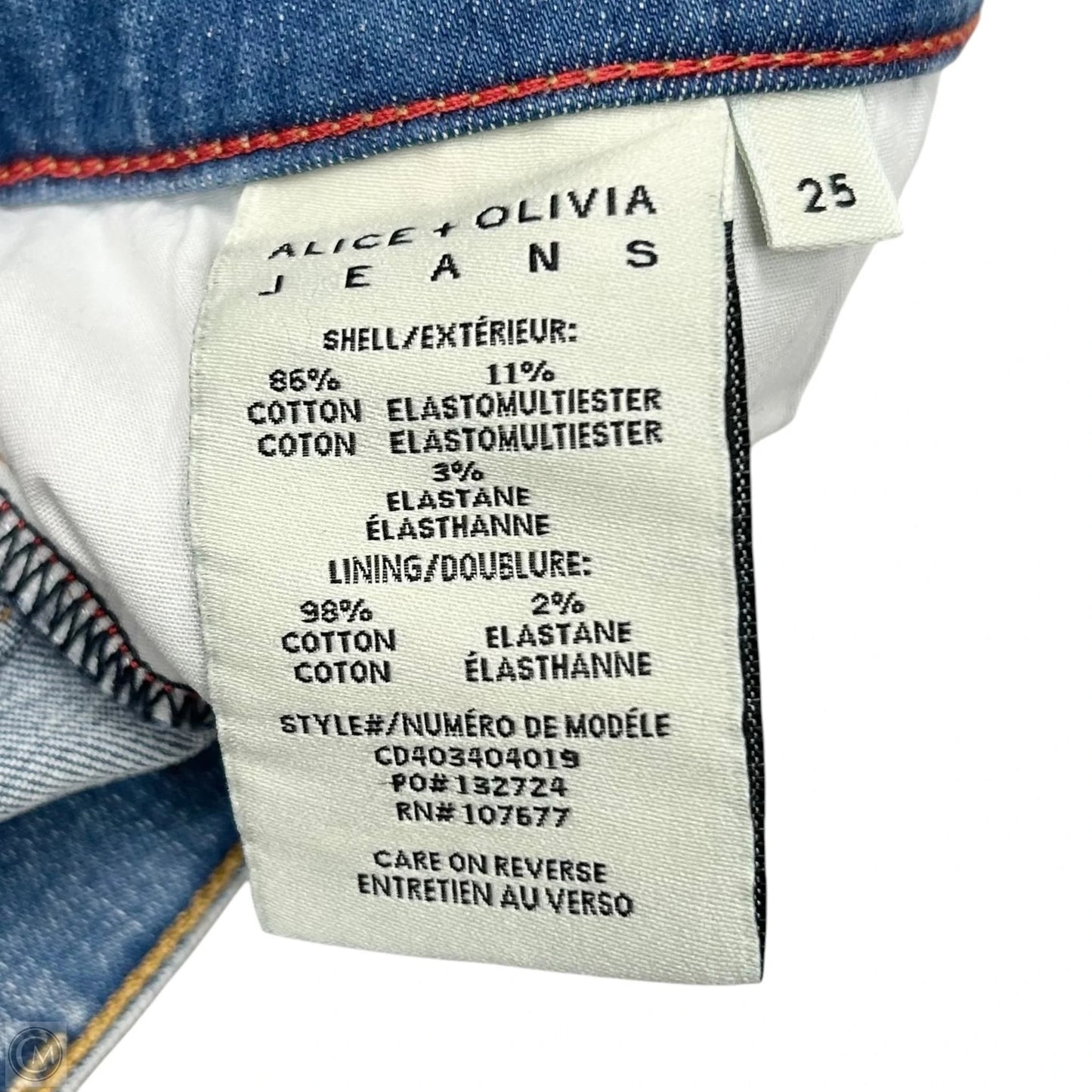 Jeans Designer By Alice + Olivia In Blue Denim, Size: 0