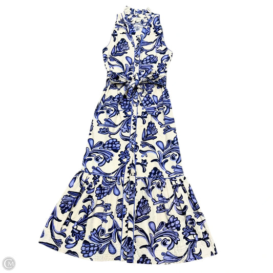 Dress Casual Maxi By Elizabeth James In Blue & Cream, Size: Xs
