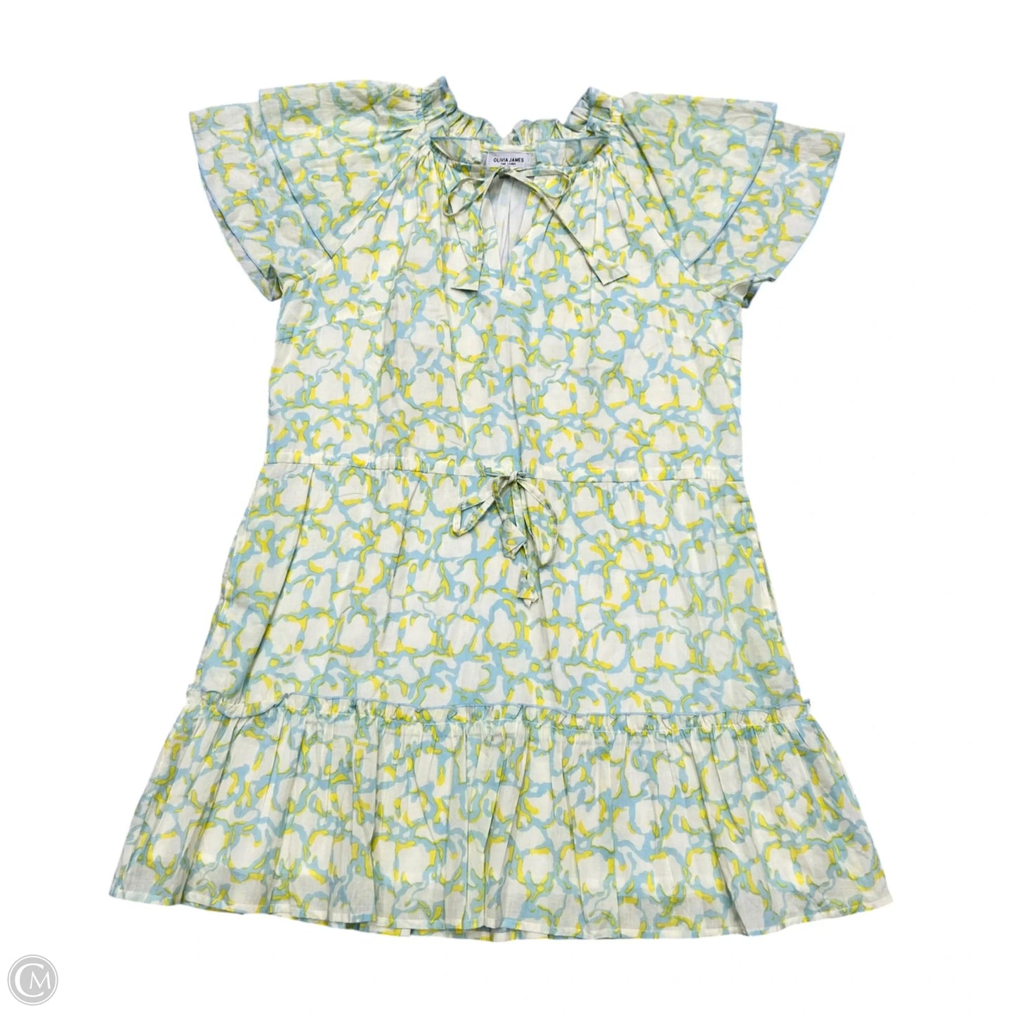Dress Casual Short By Olivia James In Blue & Yellow, Size: S