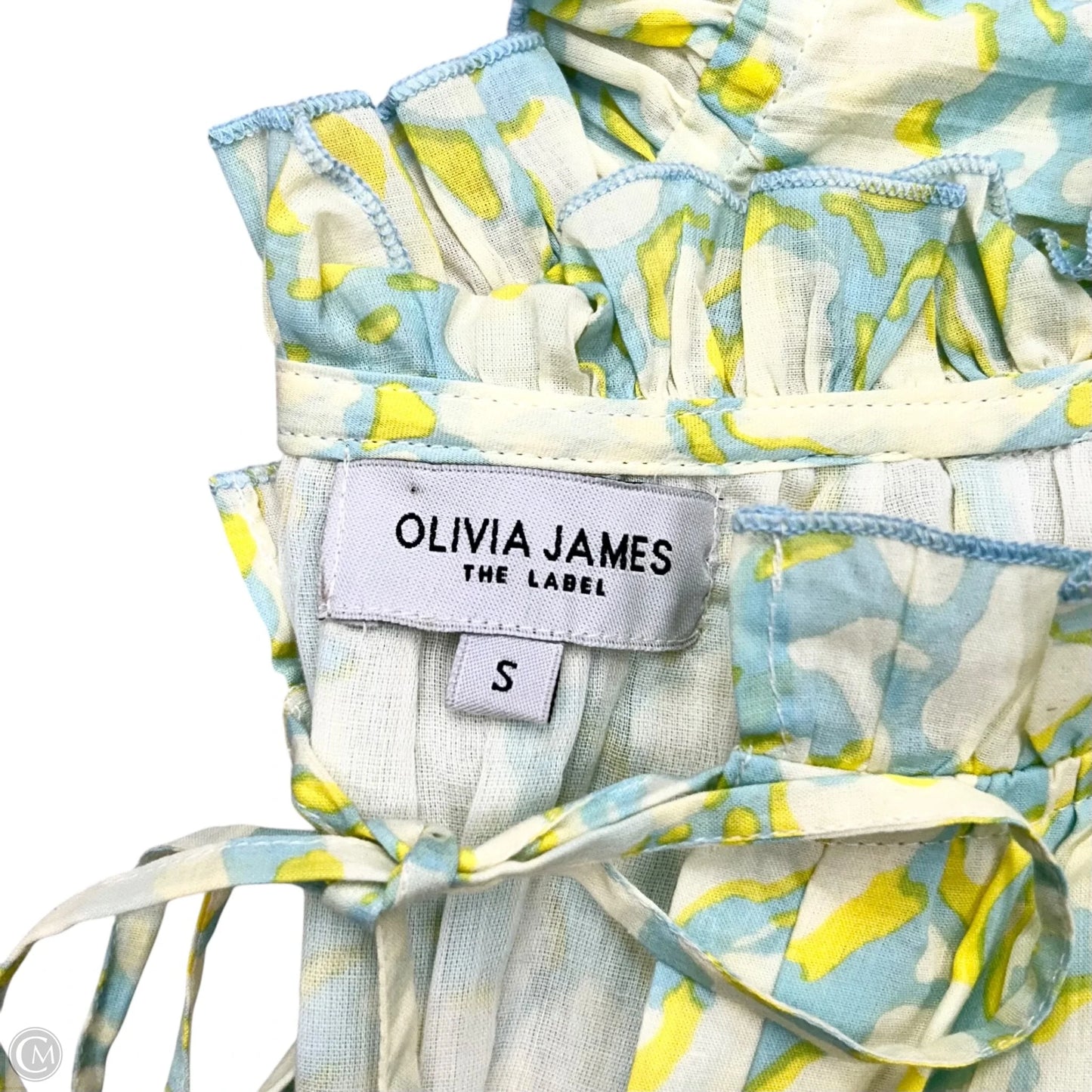 Dress Casual Short By Olivia James In Blue & Yellow, Size: S