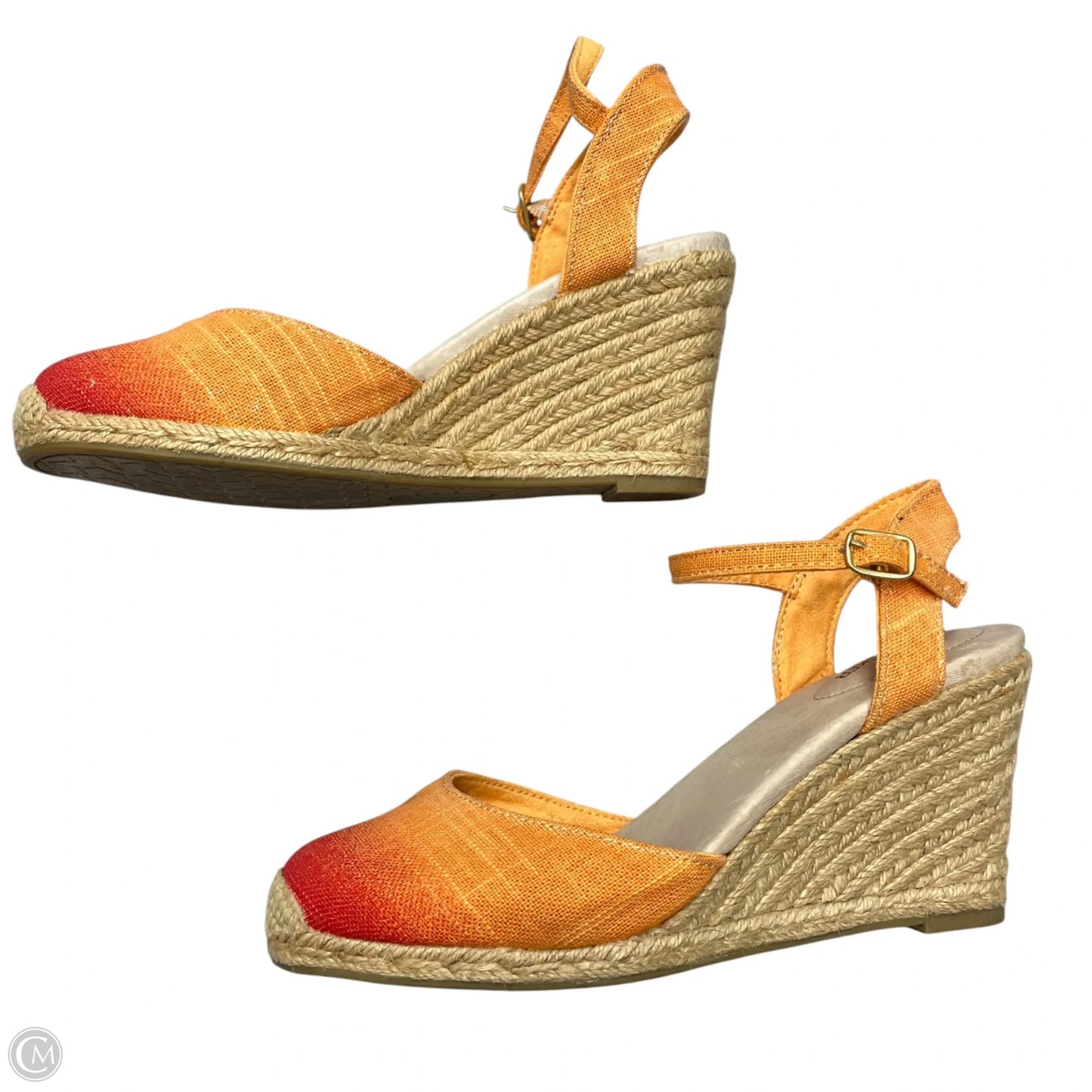 Sandals Heels Wedge By Adam Tucker In Orange, Size: 7.5