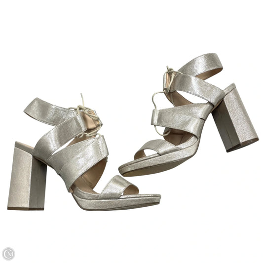 Sandals Heels Block By Nina In Silver, Size: 9.5