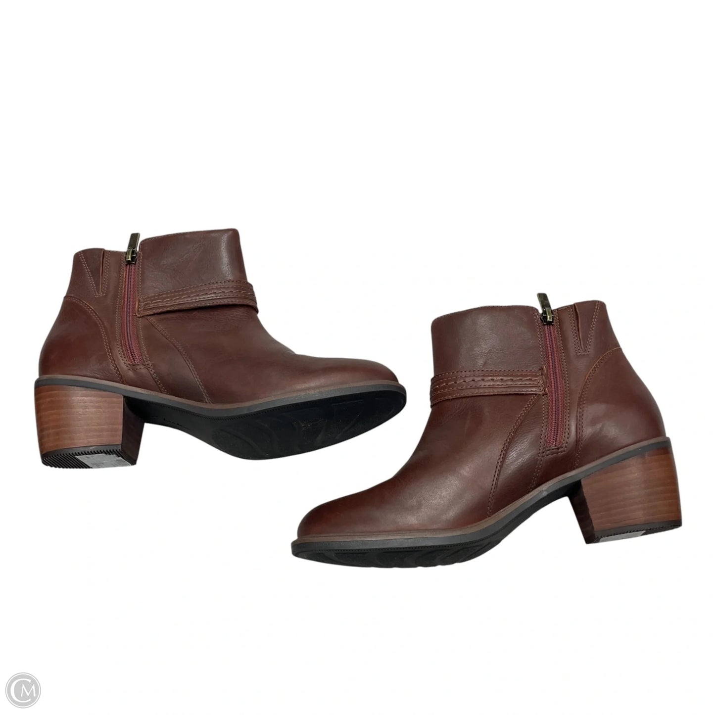 Boots Ankle Heels By Clarks In Brown, Size: 7.5