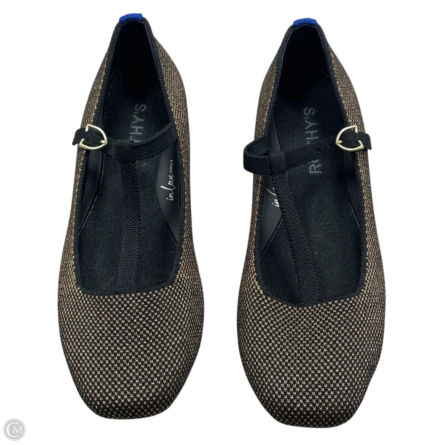 Shoes Flats By Rothys In Black & Gold, Size: 7.5