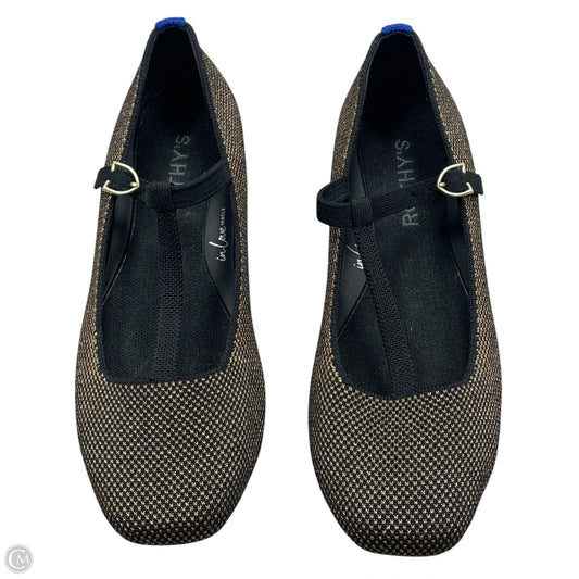 Shoes Flats By Rothys In Black & Gold, Size: 7.5