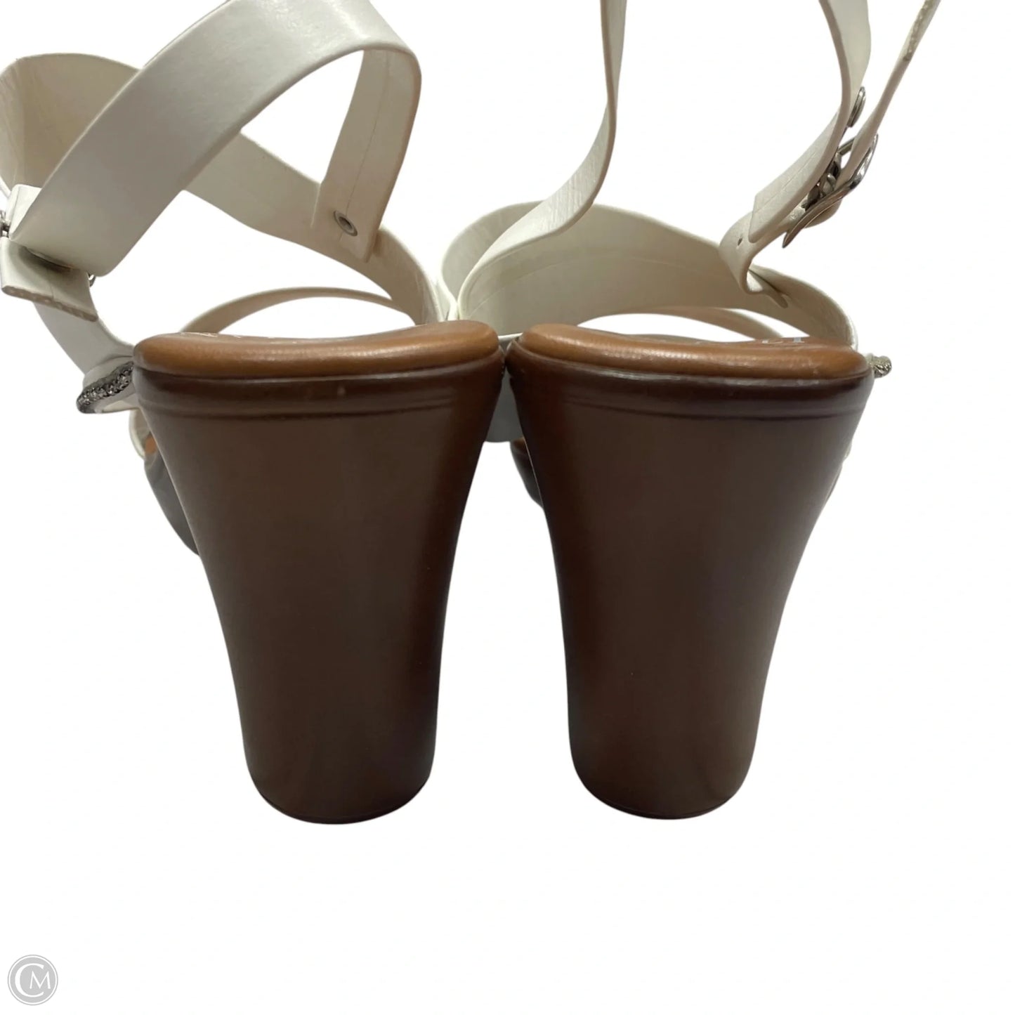 Sandals Heels Wedge By Italian Shoemakers In Brown & White, Size: 9.5