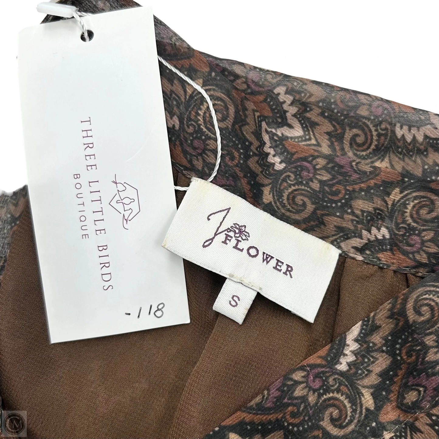 Top Long Sleeve By J Flower In Brown, Size: S