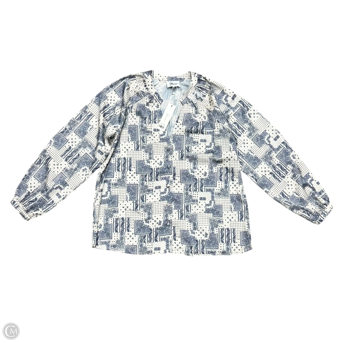 Top Long Sleeve By J Flower In Blue & White, Size: S