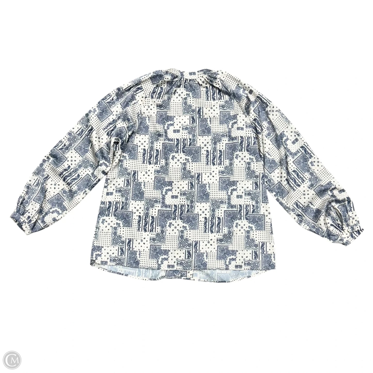 Top Long Sleeve By J Flower In Blue & White, Size: S