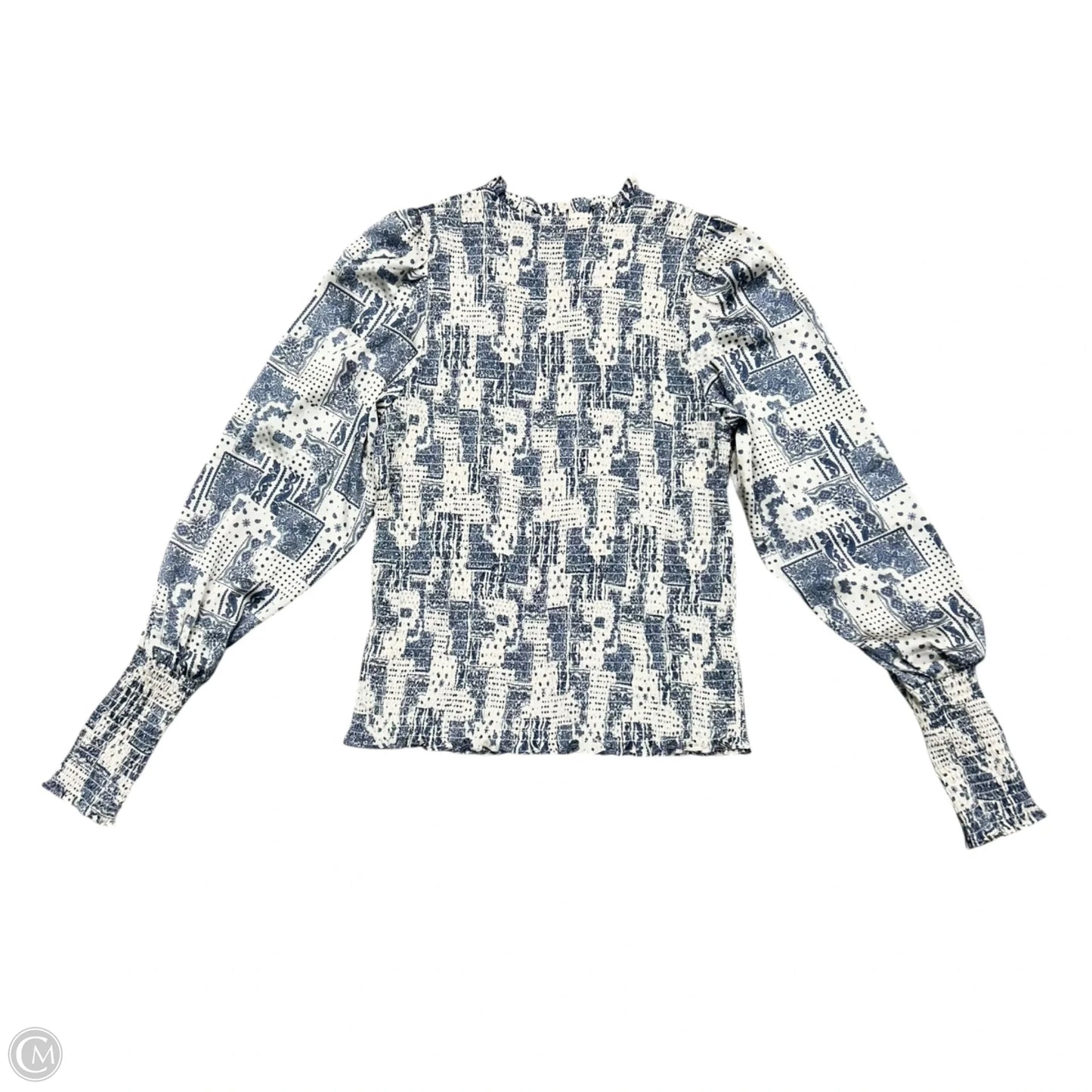 Top Long Sleeve By J Flower In Blue & Cream, Size: S