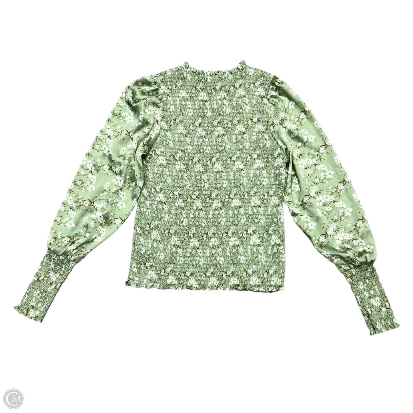 Top Long Sleeve By J Flower In Green & White, Size: S
