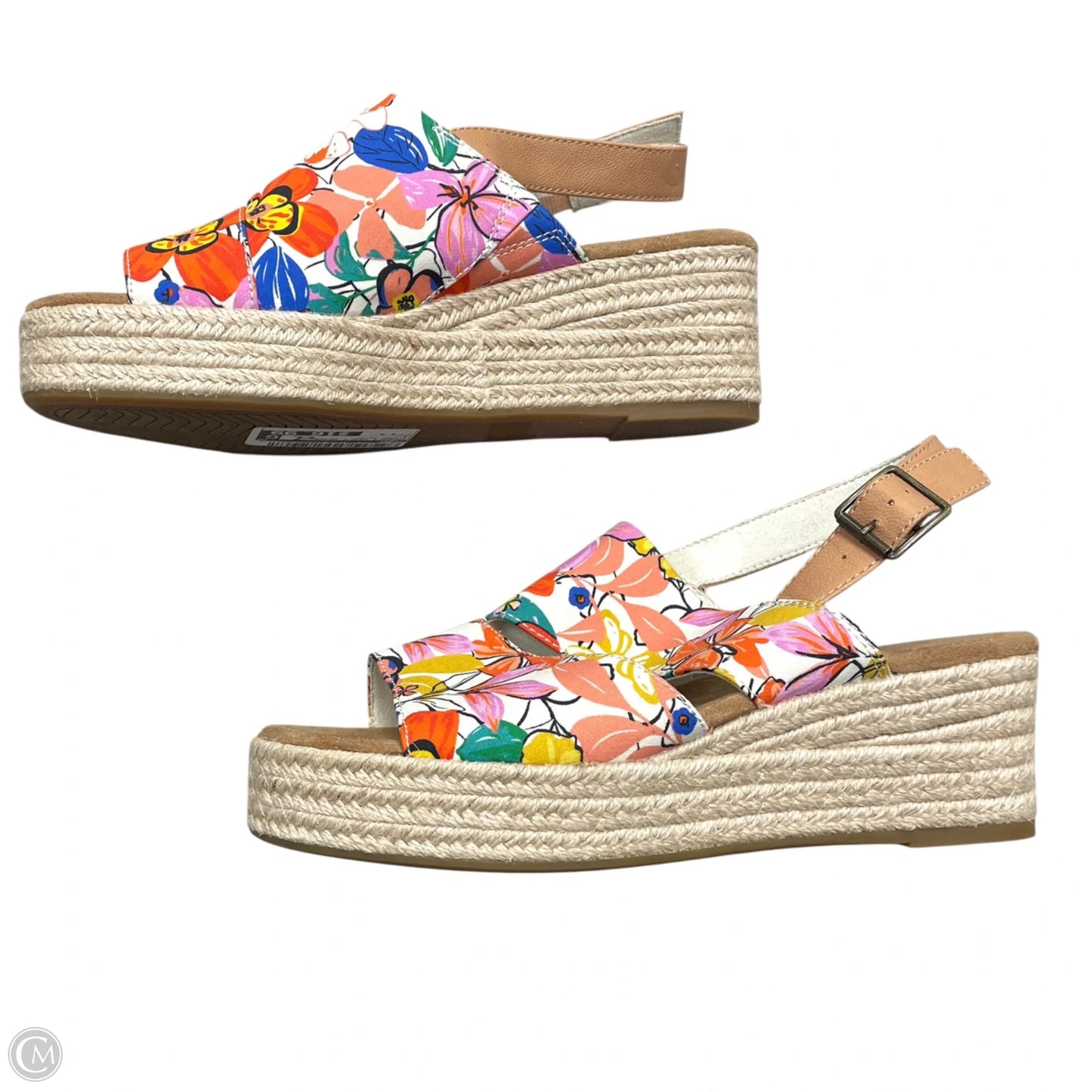Sandals Heels Wedge By Toms In Floral Print, Size: 8.5