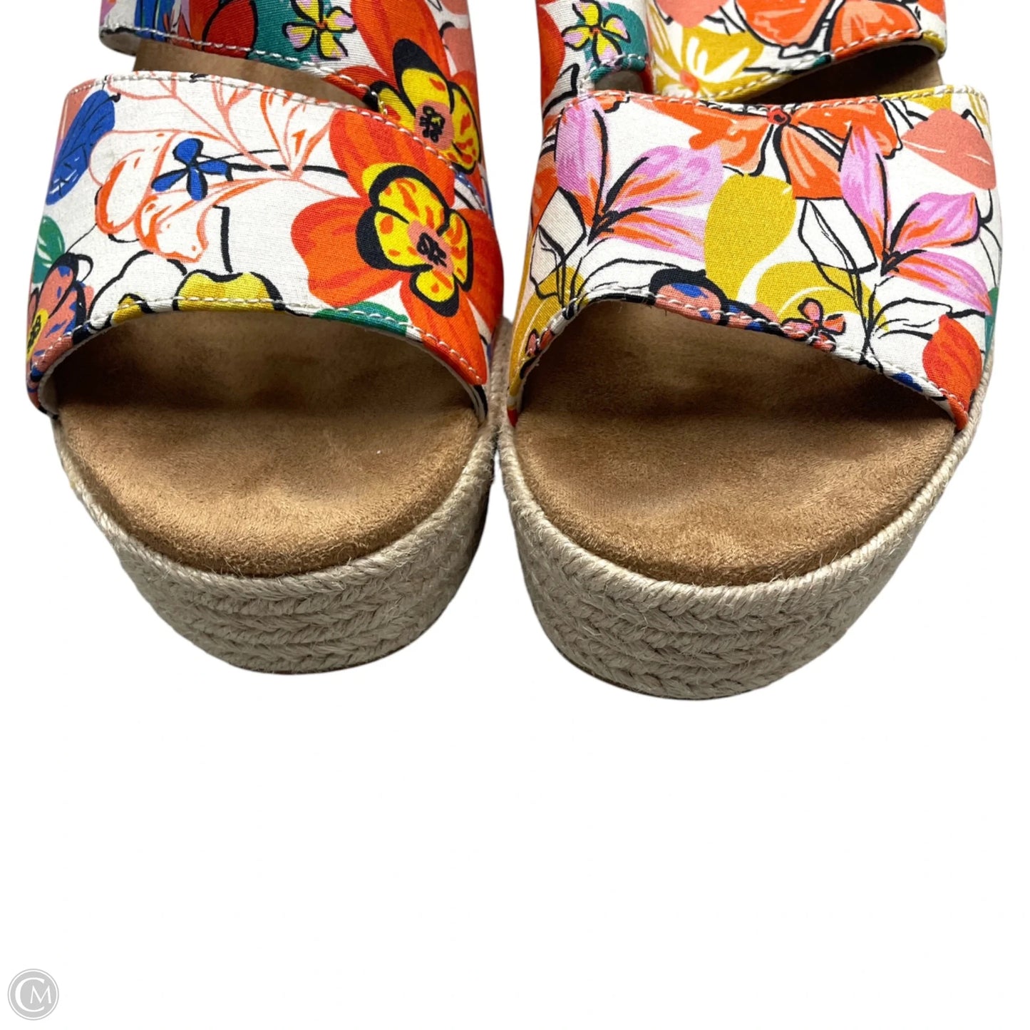 Sandals Heels Wedge By Toms In Floral Print, Size: 8.5