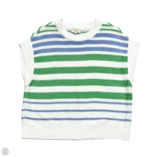 Sweater Short Sleeve By Loft In Blue & White, Size: L